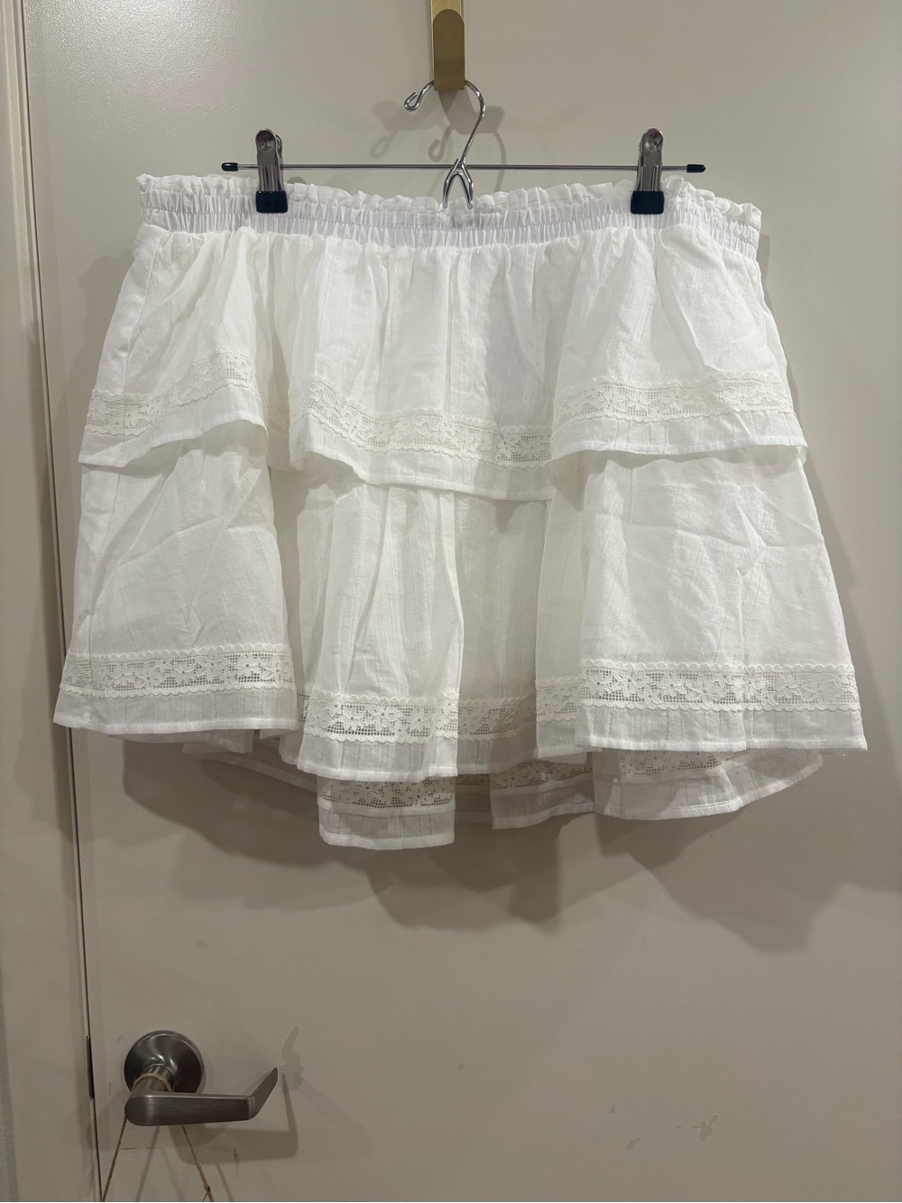 White Tiered Lace Mini Skirt with undershorts